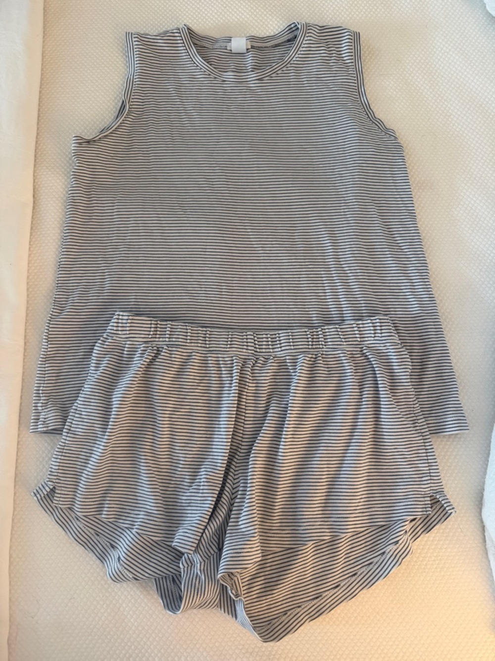 Striped Sleeveless Pajama Set - Gray/White